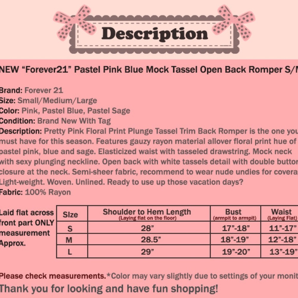 Last☝️ Pink Blue Tassel Open Back Halter Romper - Picture 8 of 8